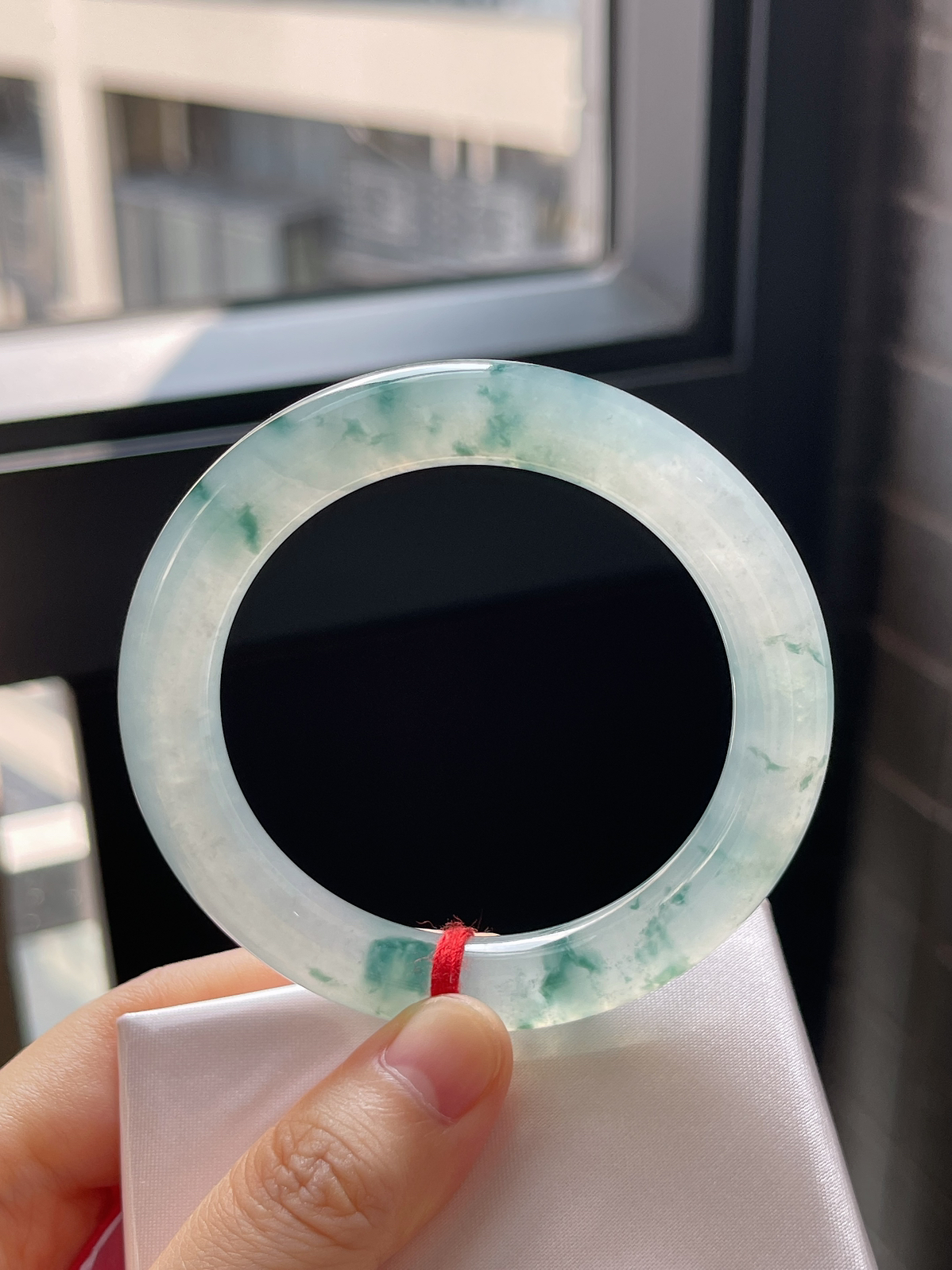 圈口53.8，冰糯种飘花翡翠圆条手镯9.29