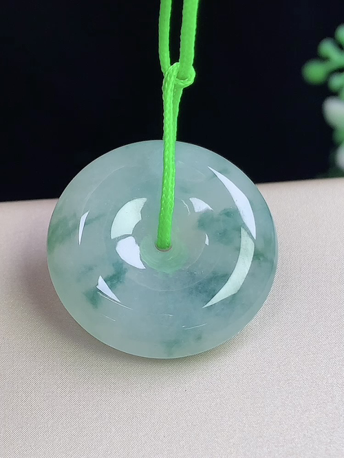 冰飘花平安扣，无裂，尺寸22.7*6.2mm，j28zg9