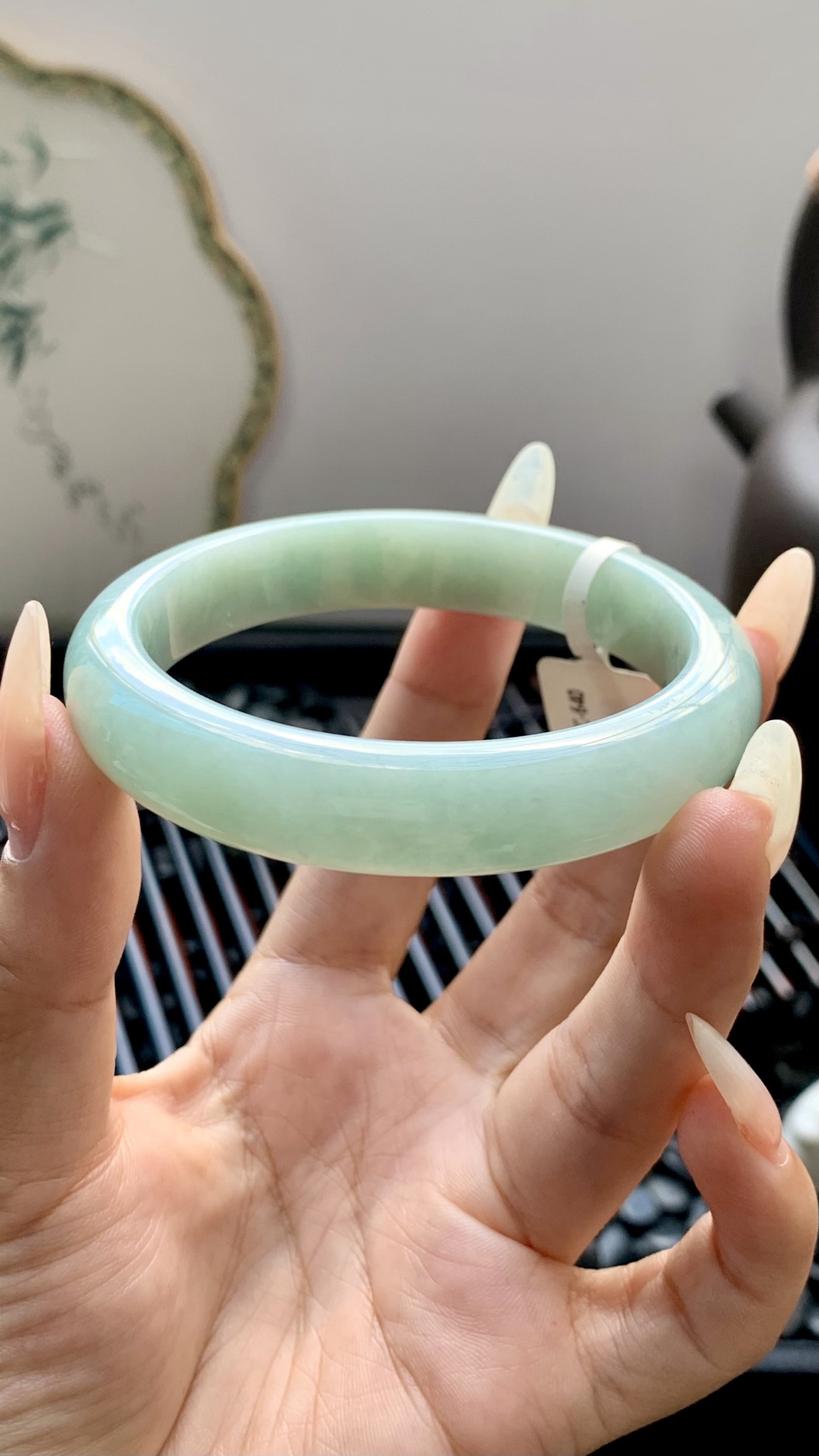 淡油青正圈手镯成品 HYC-640 尺寸：56-12-8