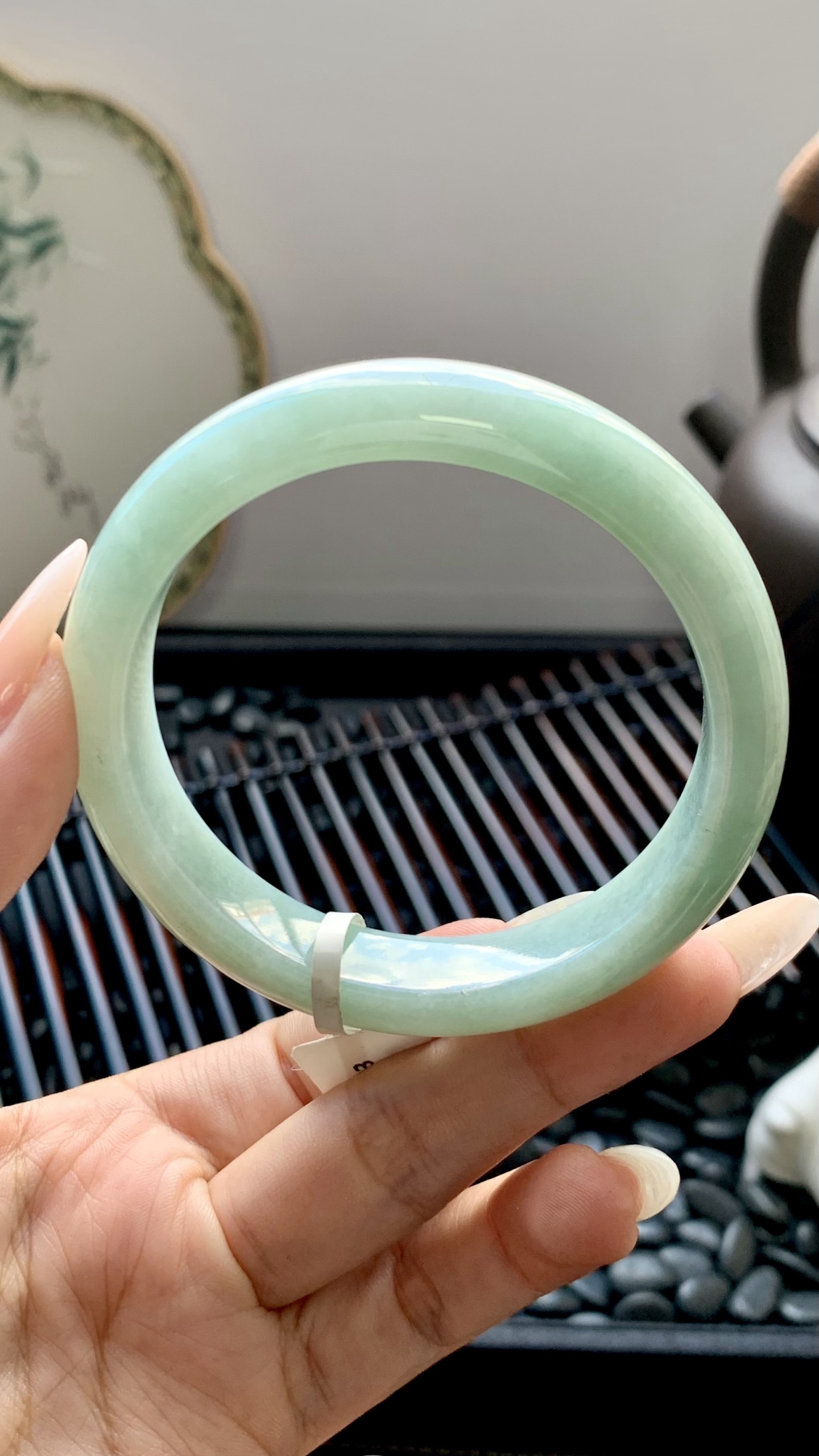 淡油青正圈手镯成品 HYC-640 尺寸：56-12-8