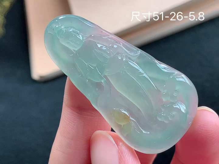 ️ 冰飘黄观音 老坑冰透 种老水足 水润光泽 性比高 无裂 尺寸看图 51-26-5.8