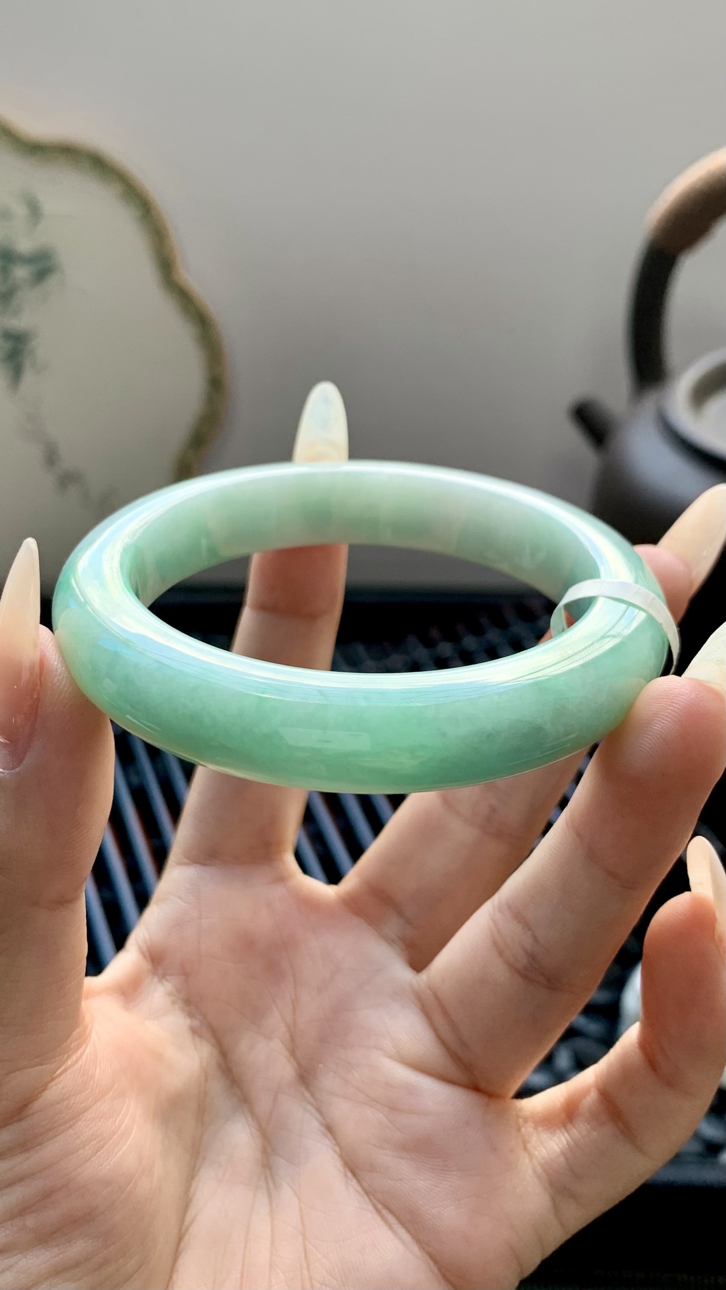 飘绿花正圈手镯成品 A626-25 尺寸：54-11.5-9，A626-25