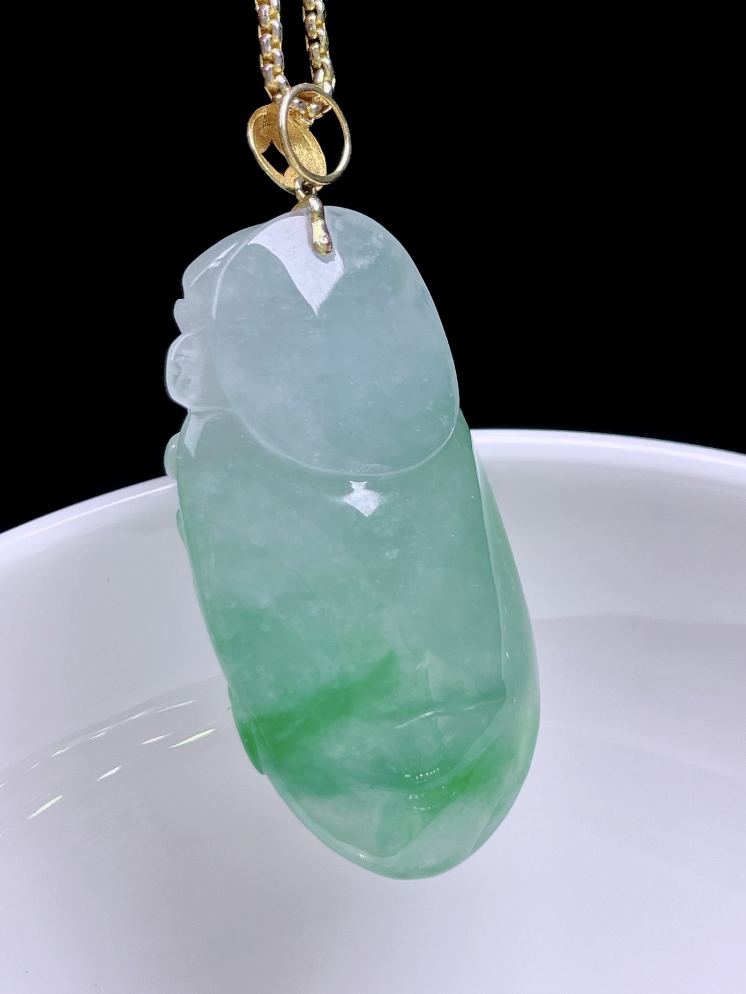 ️ 冰种飘花财神 缅甸，无裂，飘花灵动，18k金镶嵌 整体：39.4 裸石：33.8/19/11