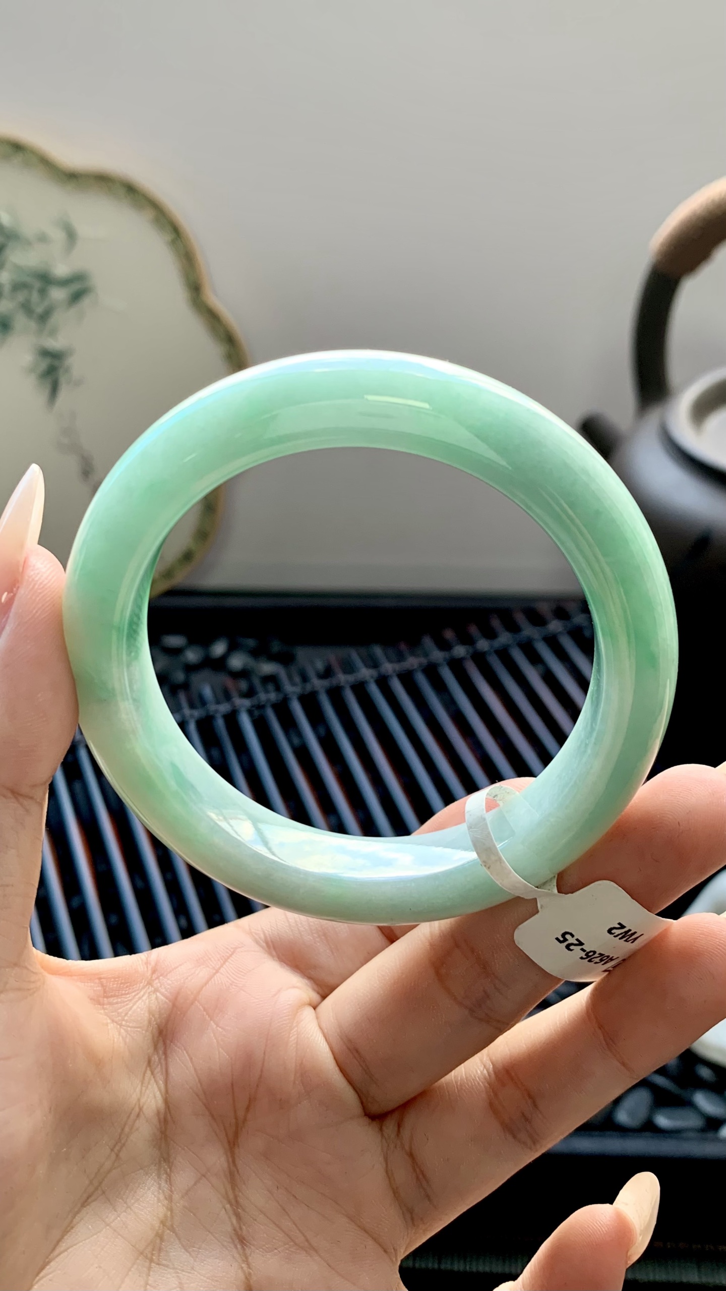 飘绿花正圈手镯成品 A626-25 尺寸：54-11.5-9，A626-25