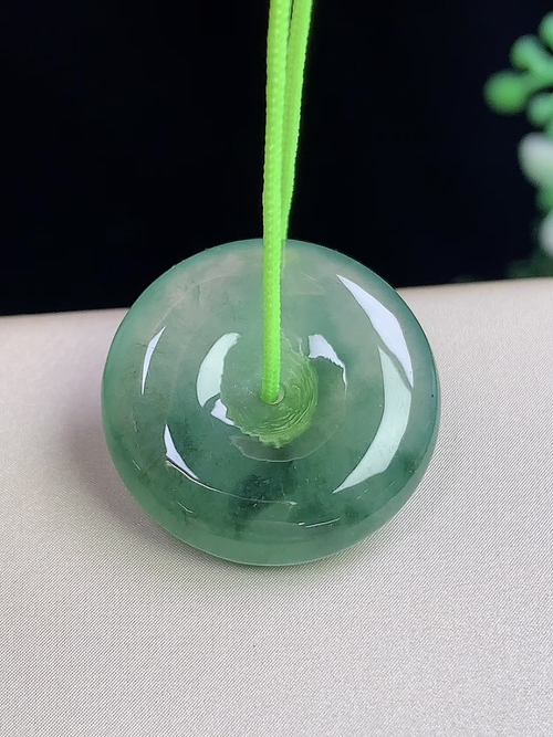冰飘花平安扣，无裂，尺寸19.9*4.9mm，j28zg9