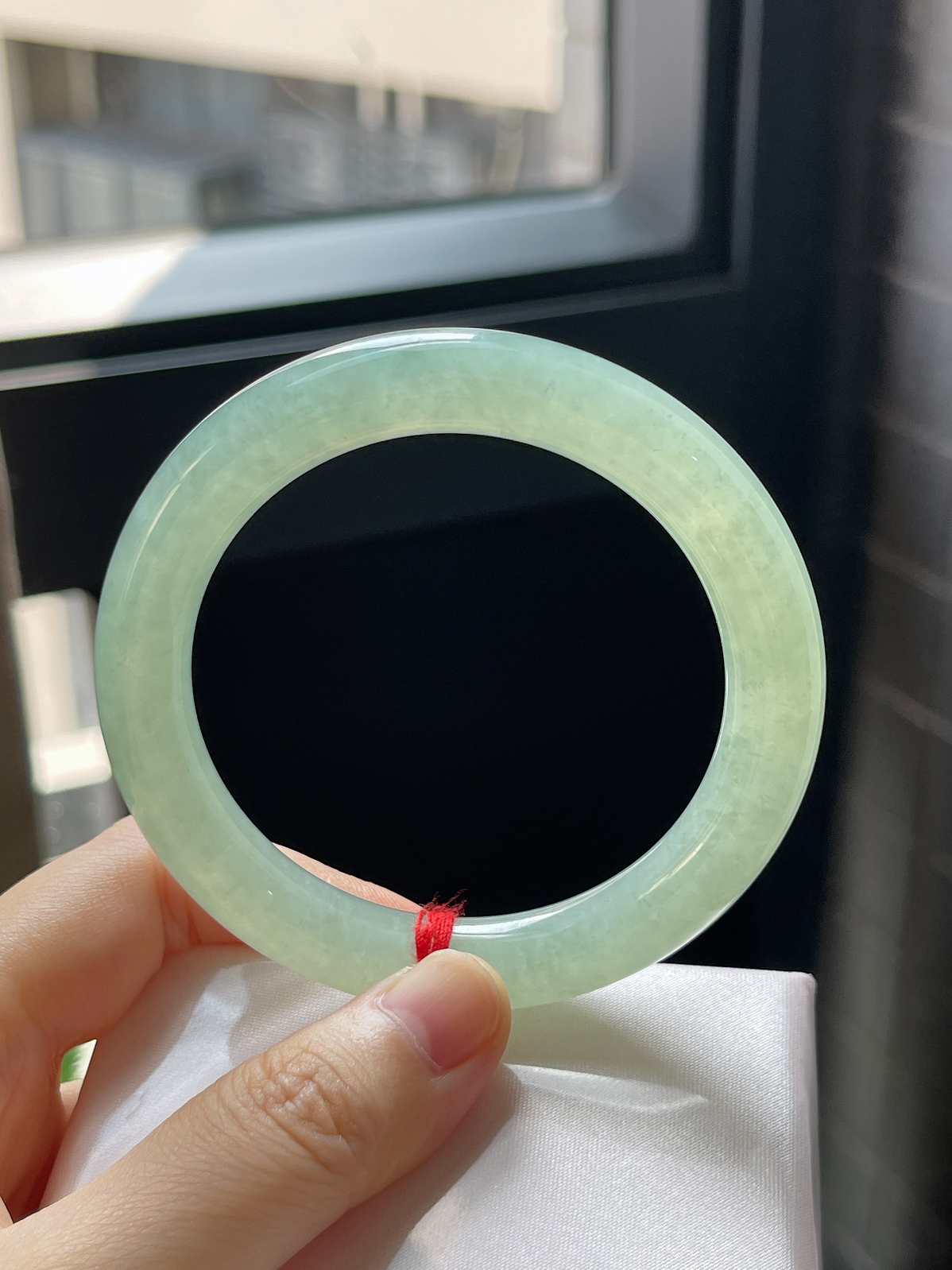 圈口54.8，冰糯种甜绿翡翠圆条手镯9.29