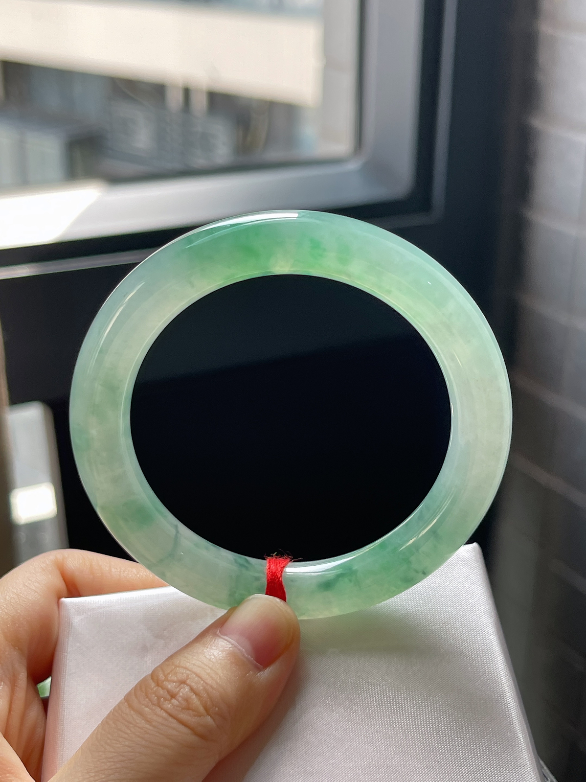 圈口52.7，冰糯种飘花翡翠圆条手镯9.29