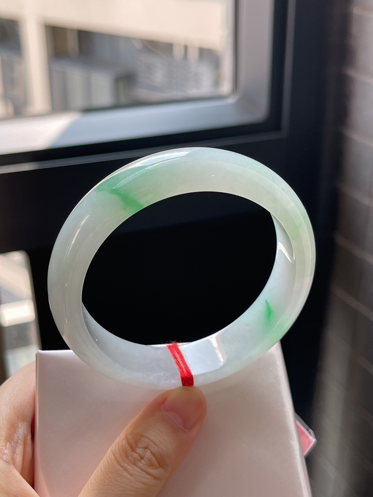 圈口59，冰糯种飘花翡翠宽版手镯9.29