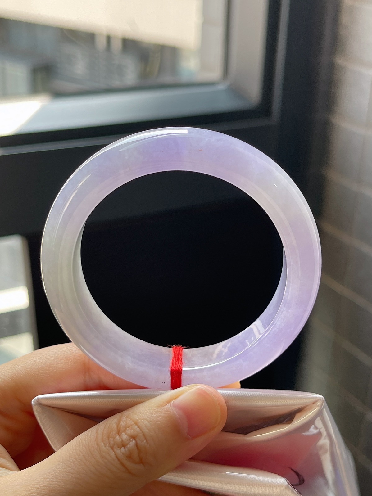 圈口51，冰糯种春带彩紫罗兰翡翠正圈手镯9.29