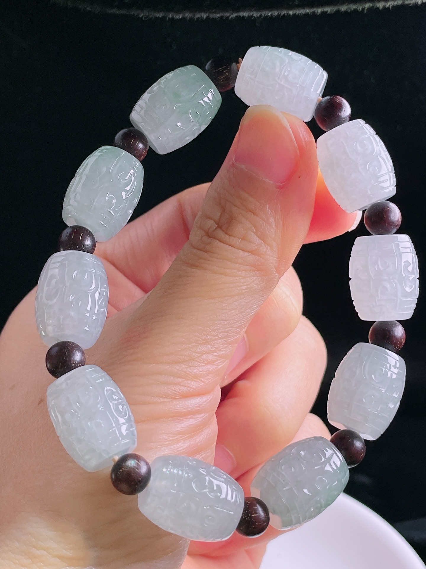 ️白冰六字箴言手串，老种起光，细底通透，尺寸：15.6/12.5mm0928