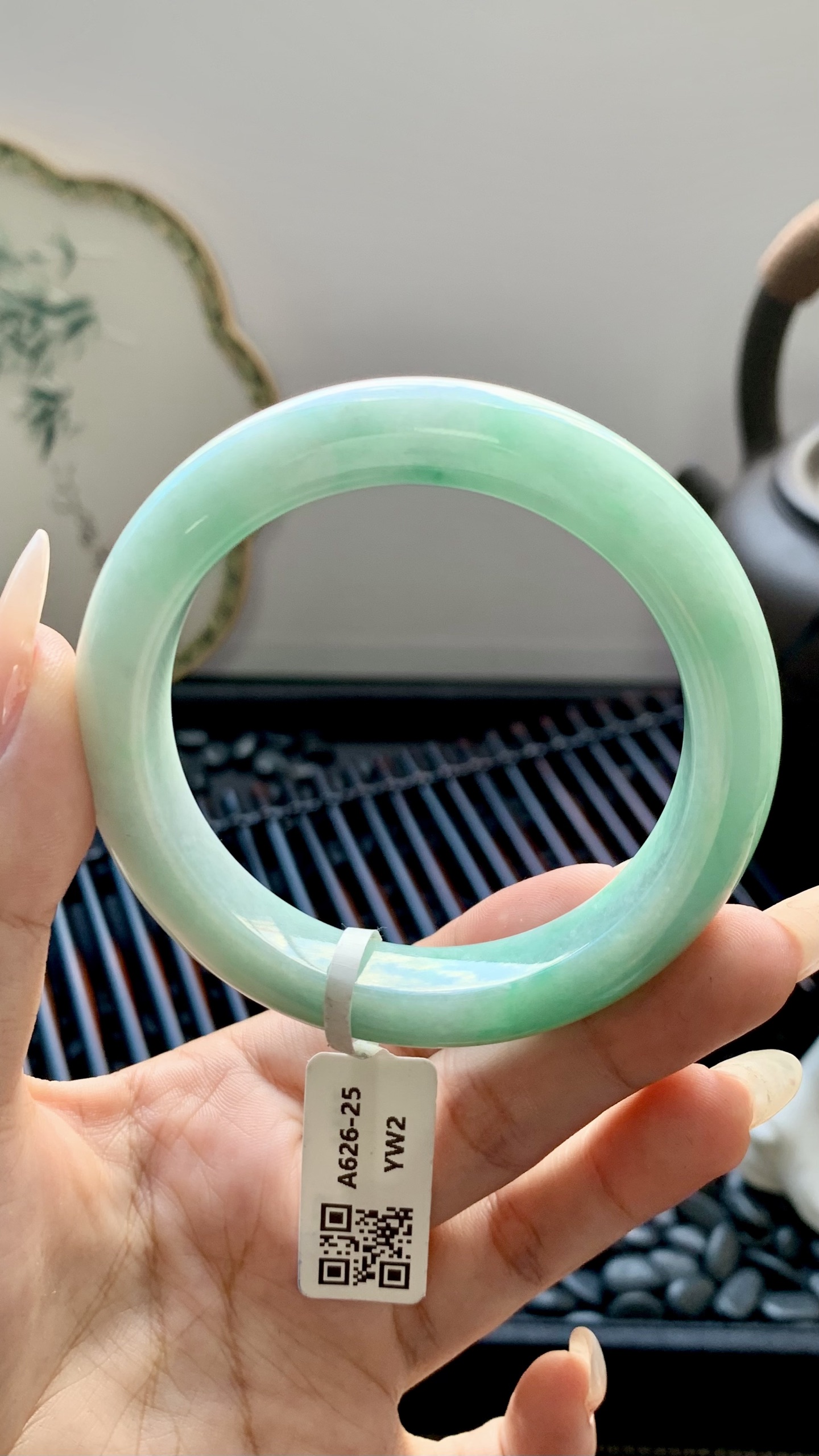 飘绿花正圈手镯成品 A626-25 尺寸：54-11.5-9，A626-25