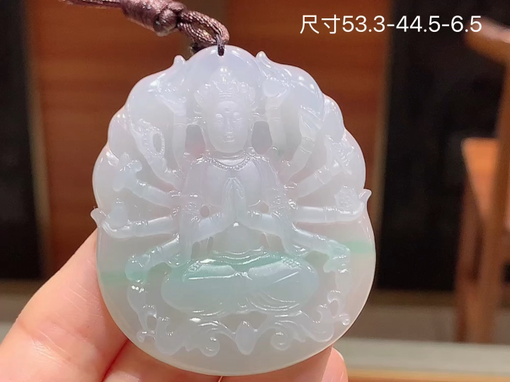 ️ 冰飘绿观音 老坑冰透 种老水足 水润光泽 性比高 无裂, 尺寸看图 53.3-44.5-6.5