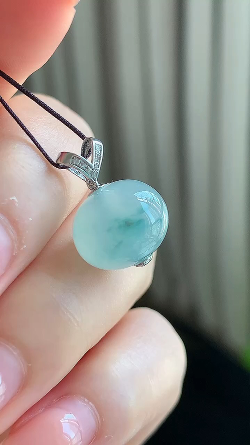️天然翡翠，冰种飘花珠子18k金 尺寸11-12.8 be916