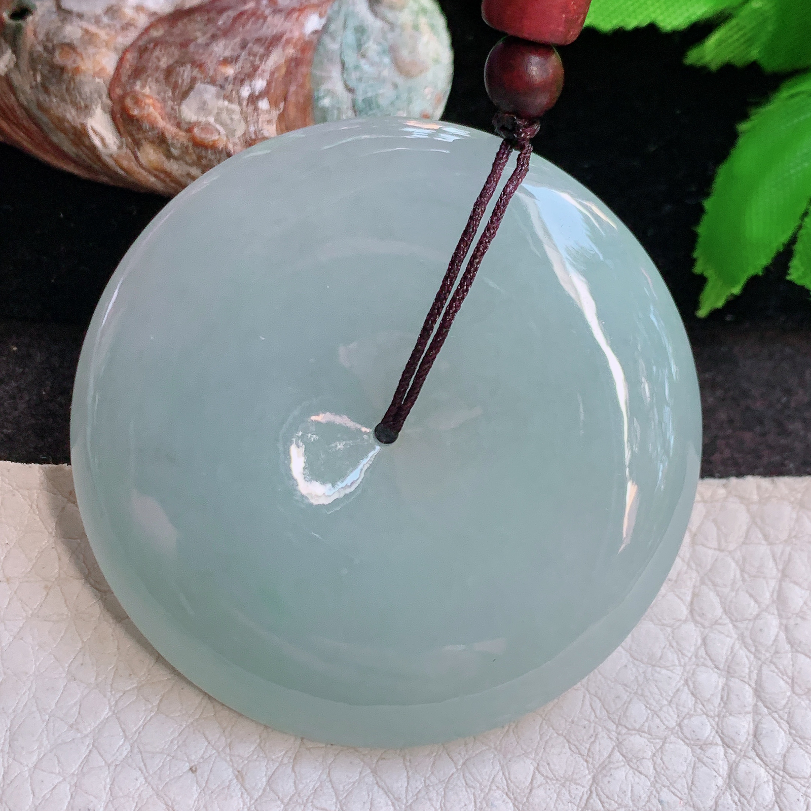 zen实拍50*9.5精雕缅甸翡翠饱满淡雅大平安扣玉吊坠 毛衣坠