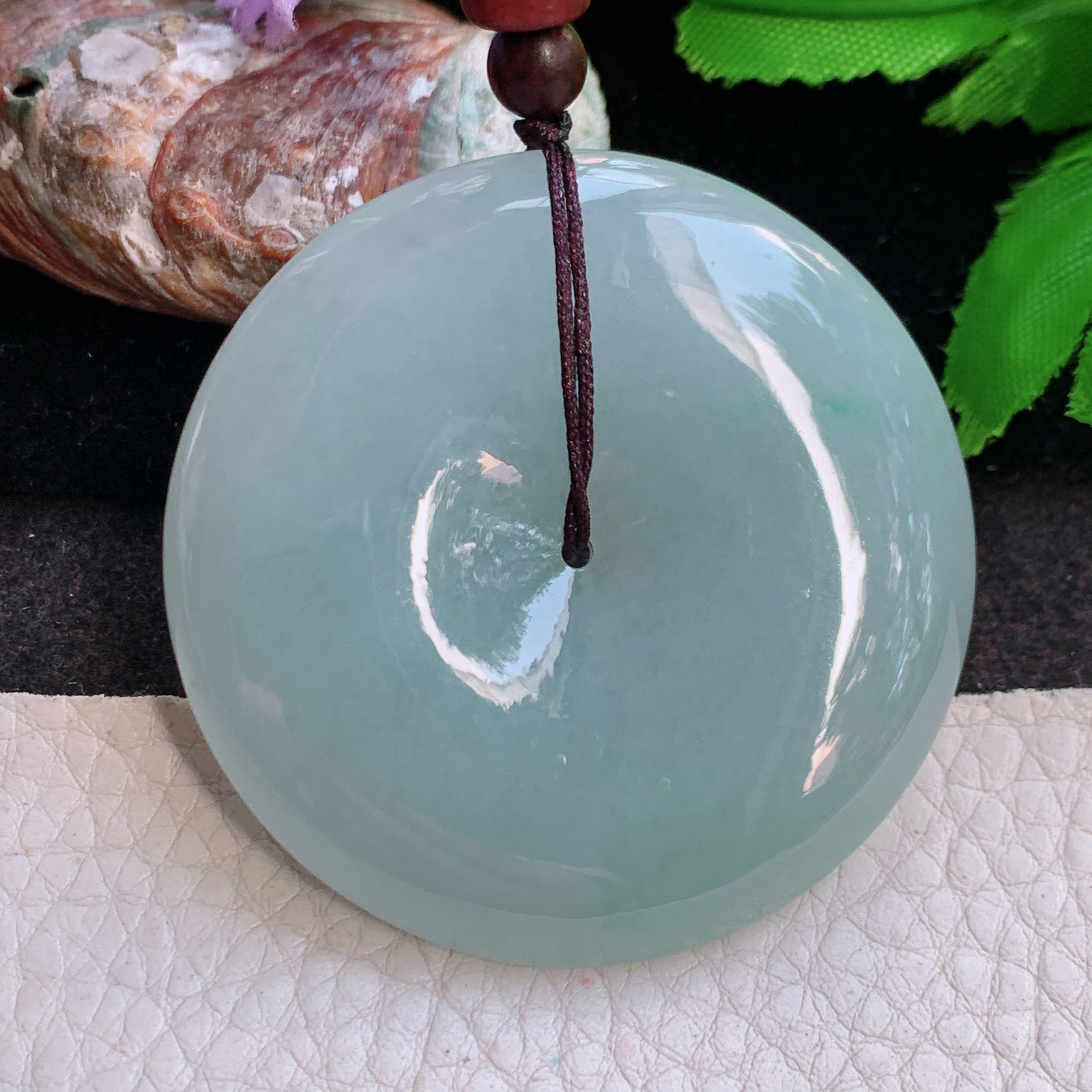 zen实拍50*9.5精雕缅甸翡翠饱满淡雅大平安扣玉吊坠 毛衣坠