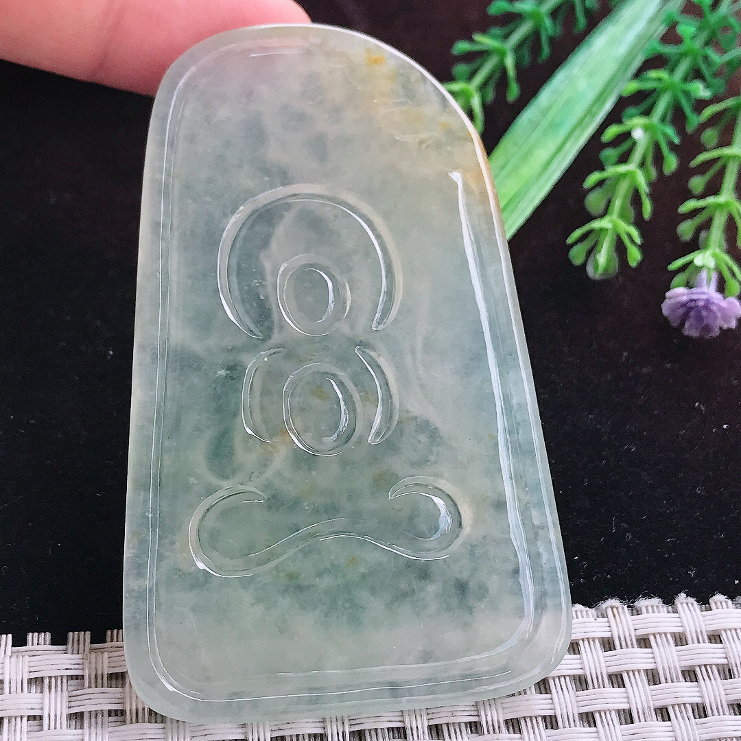 实拍A货翡翠77/4.8/5.6老坑冰种起胶冰晴大势至菩萨吊坠翡翠正装观音挂件