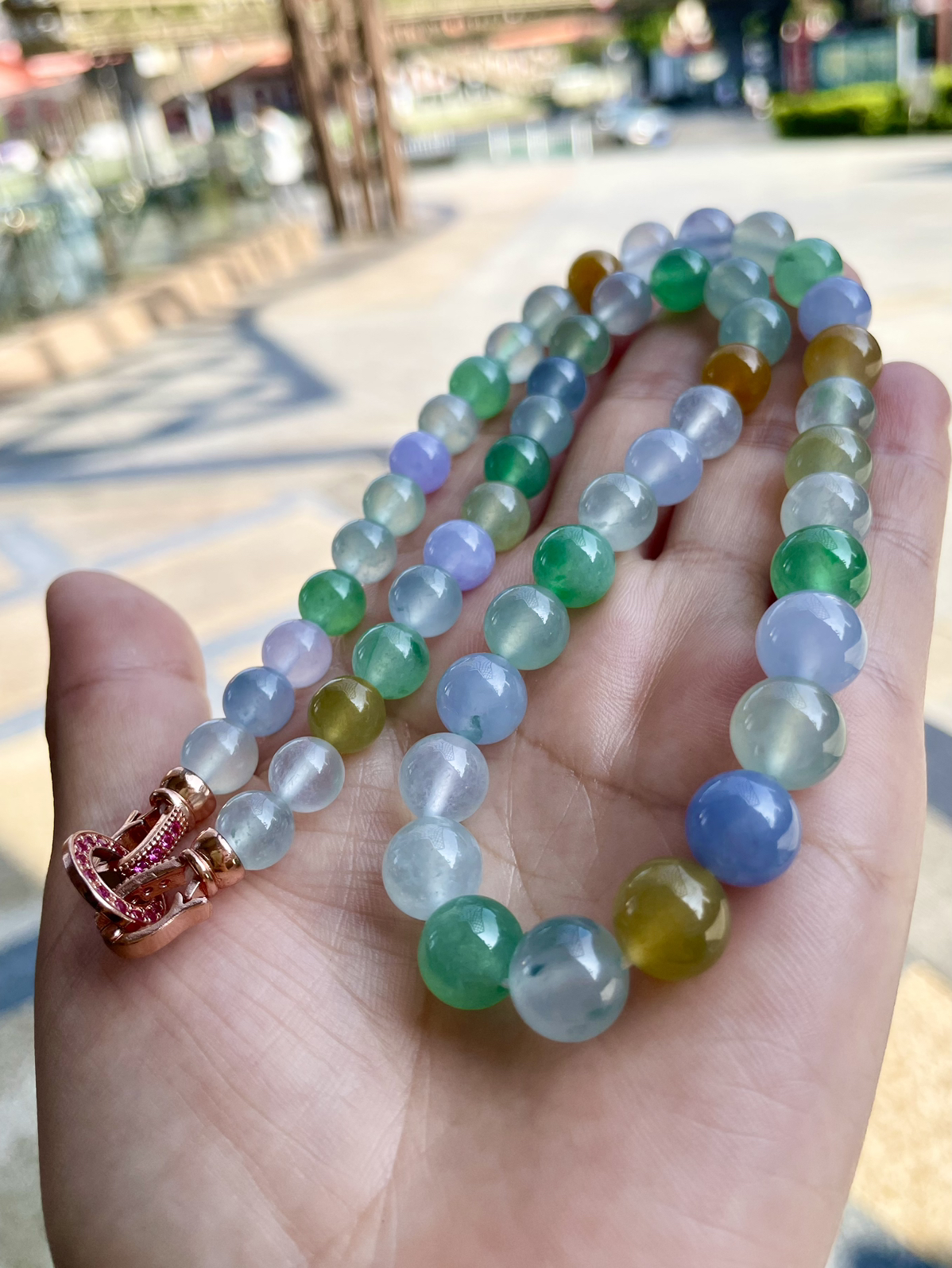 【冰种多宝珠链】晶莹多彩的糖果串，多宝手串，颜色丰富，更重要的是种水都很好，性价比很不错，直径7.8-10.1之间