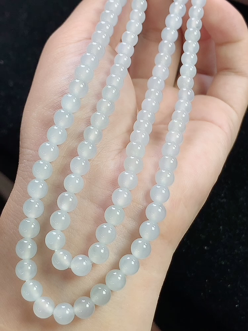 冰种玉珠项链，尺寸5.1-6.1mm，108颗，j29xtg