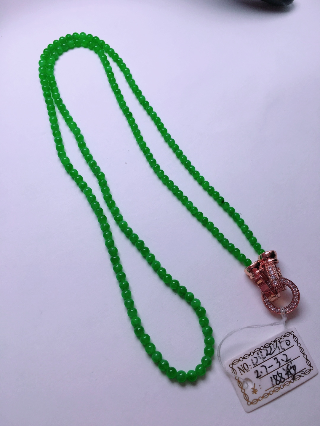 ️冰种绿珠子项链，晶莹剔透，新颖时尚，2.7-3