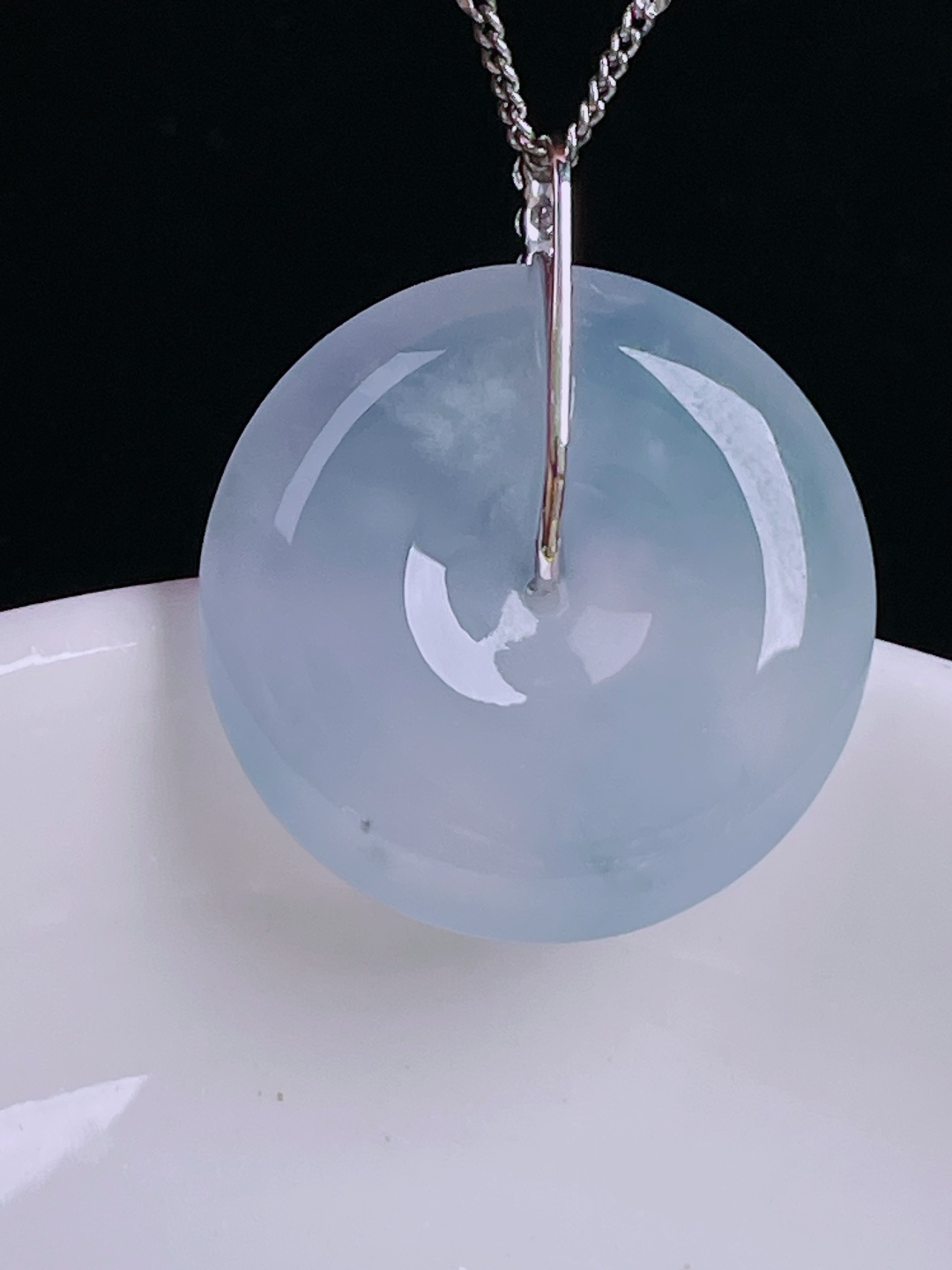 冰紫平安扣，18k镶嵌，老种起光，细底通透，尺寸：31.2裸石25.4/6mm0929