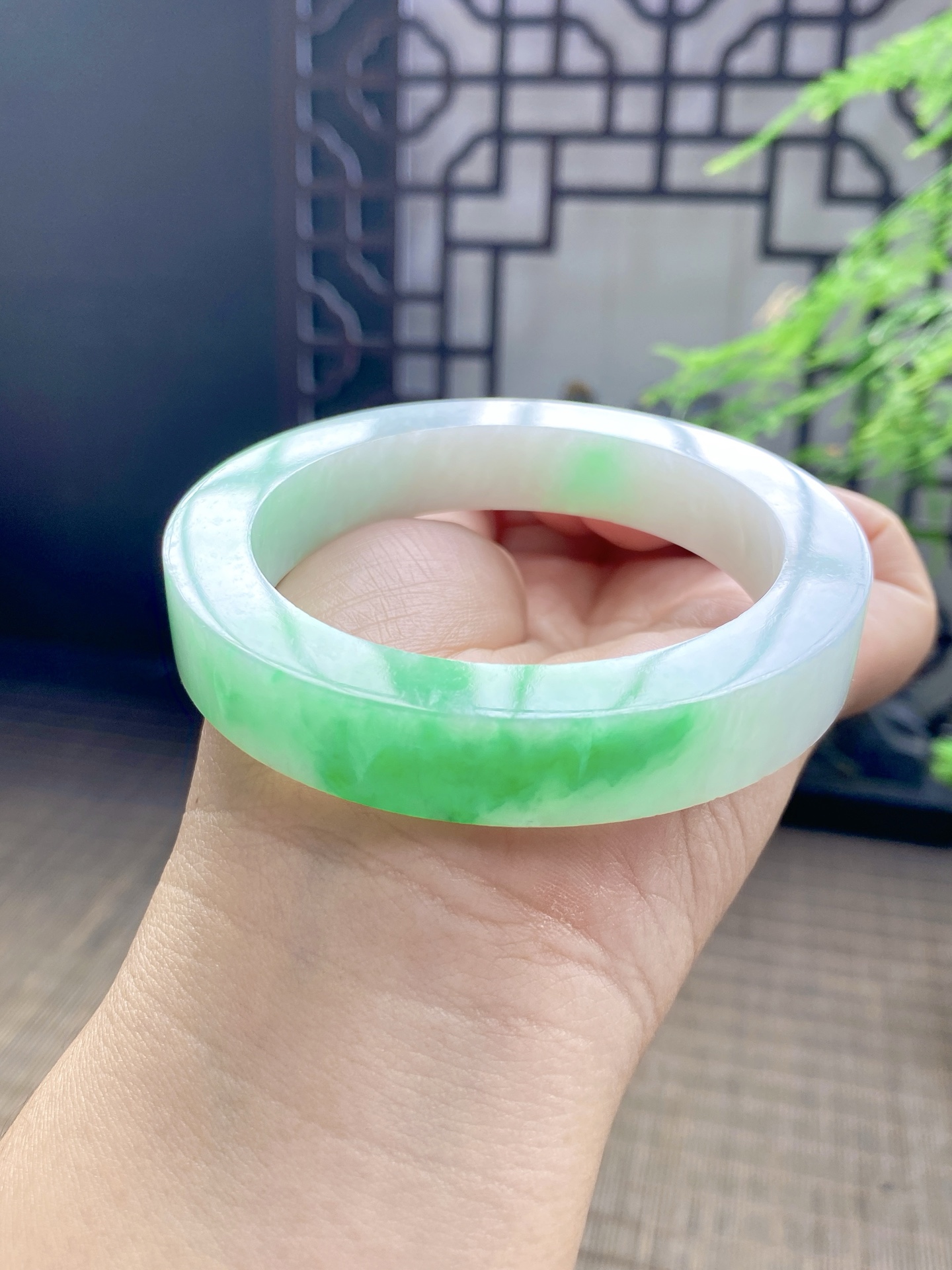 白底青手镯胚 尺寸58-76-12 编号JF1120-1