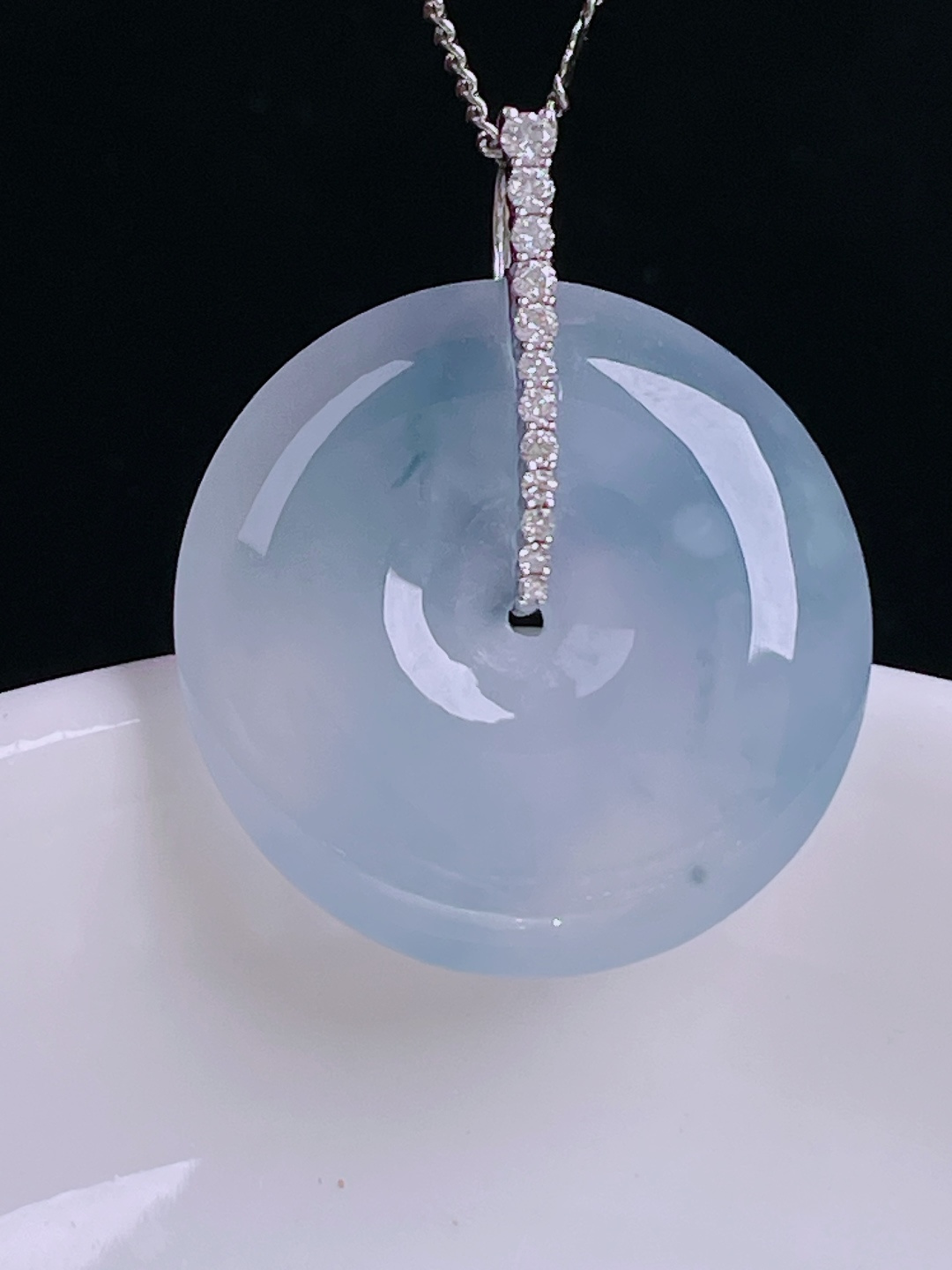 冰紫平安扣，18k镶嵌，老种起光，细底通透，尺寸：31.2裸石25.4/6mm0929