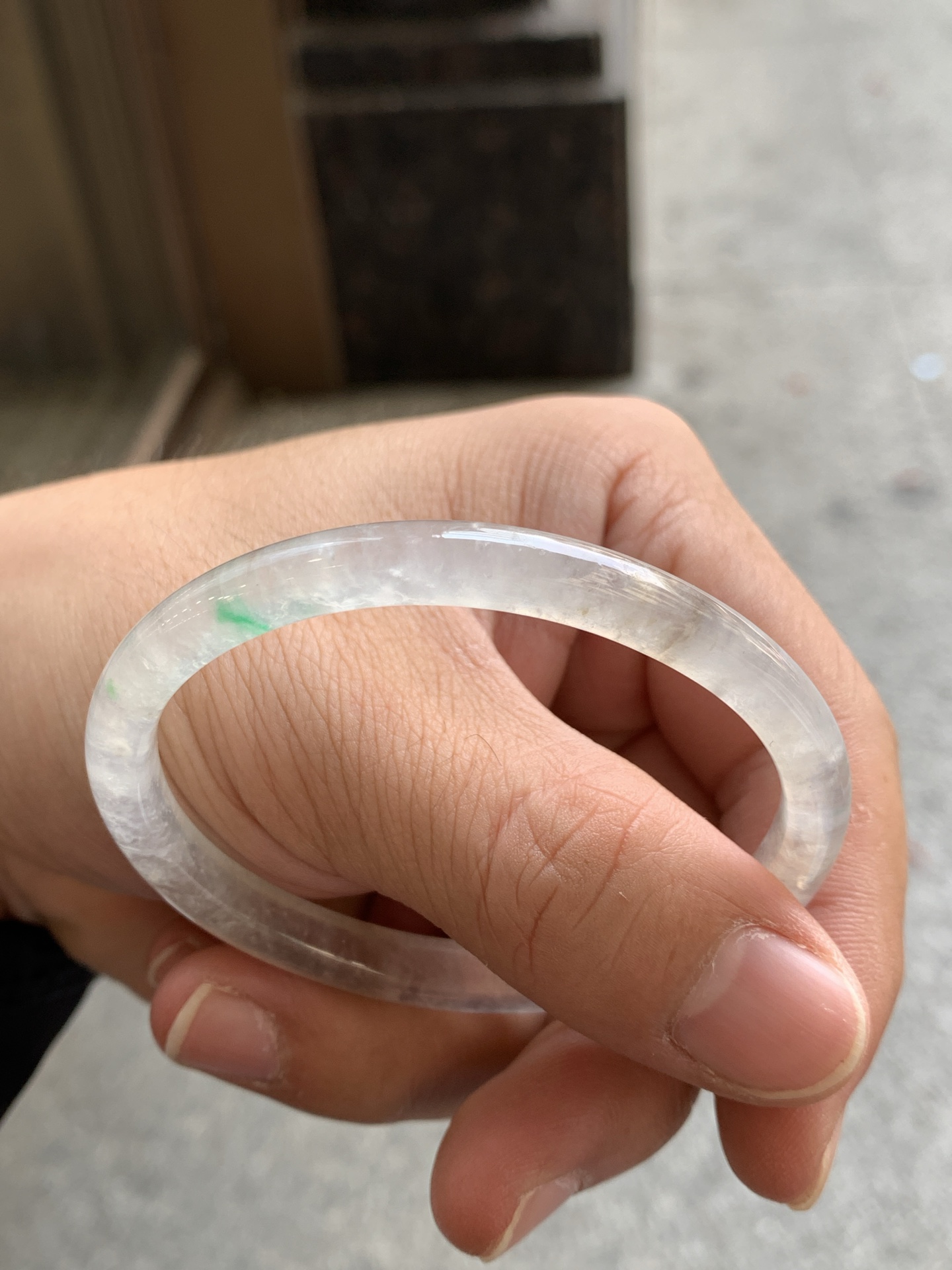 冰茶色贵妃，特色镯，种水冰透起光感，大圈口贵妃，正圈54可戴，无裂，0929-N1620