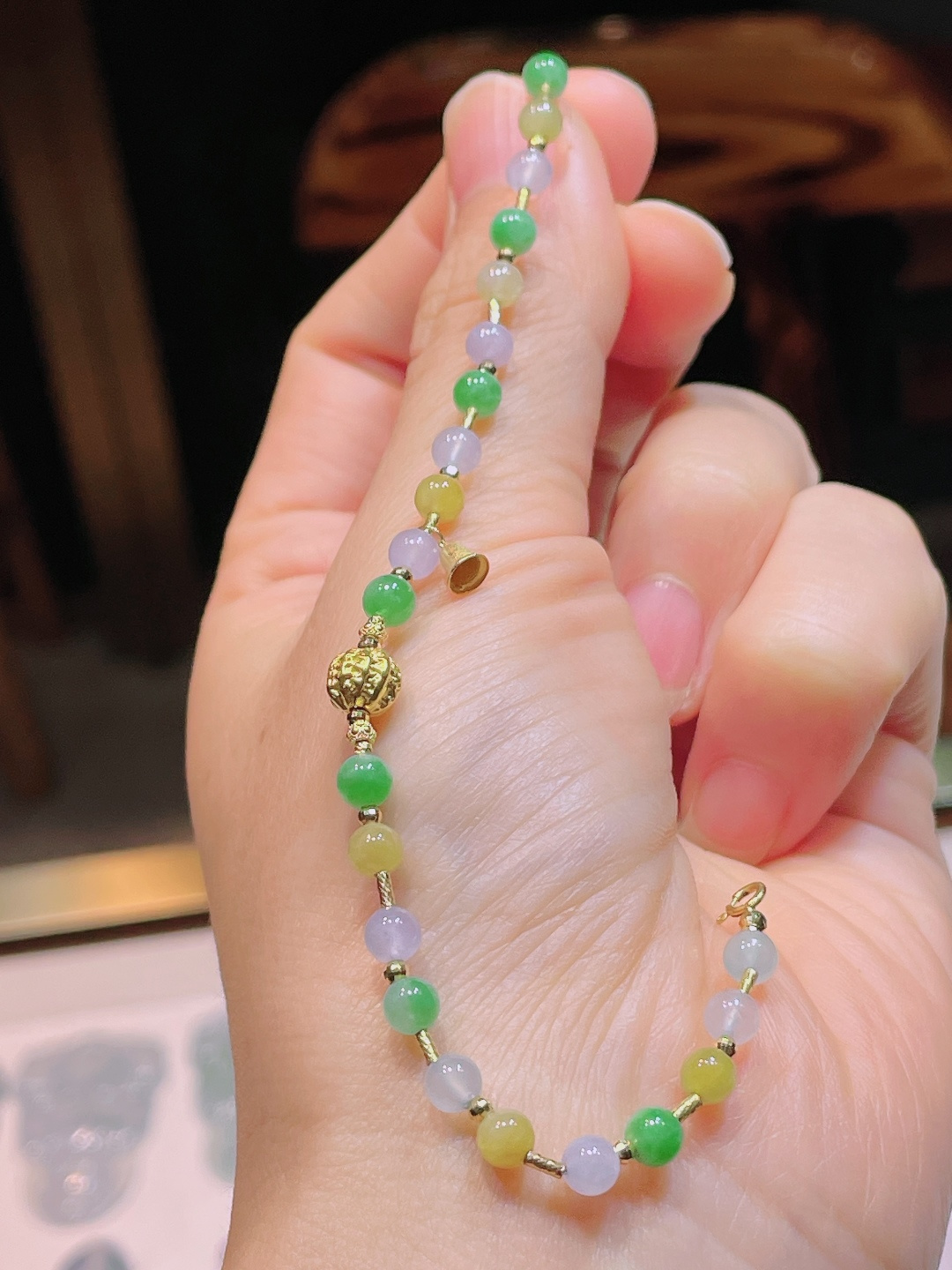 扳指手链，18k镶嵌，老种起光，细底通透，尺寸：4.5mm0929