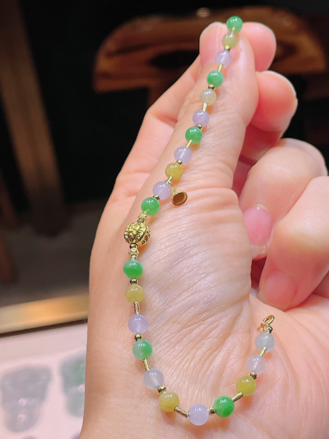 扳指手链，18k镶嵌，老种起光，细底通透，尺寸：4.5mm0929