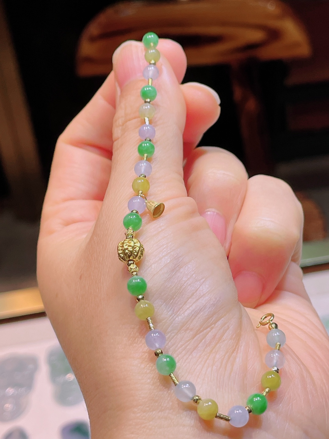 扳指手链，18k镶嵌，老种起光，细底通透，尺寸：4.5mm0929