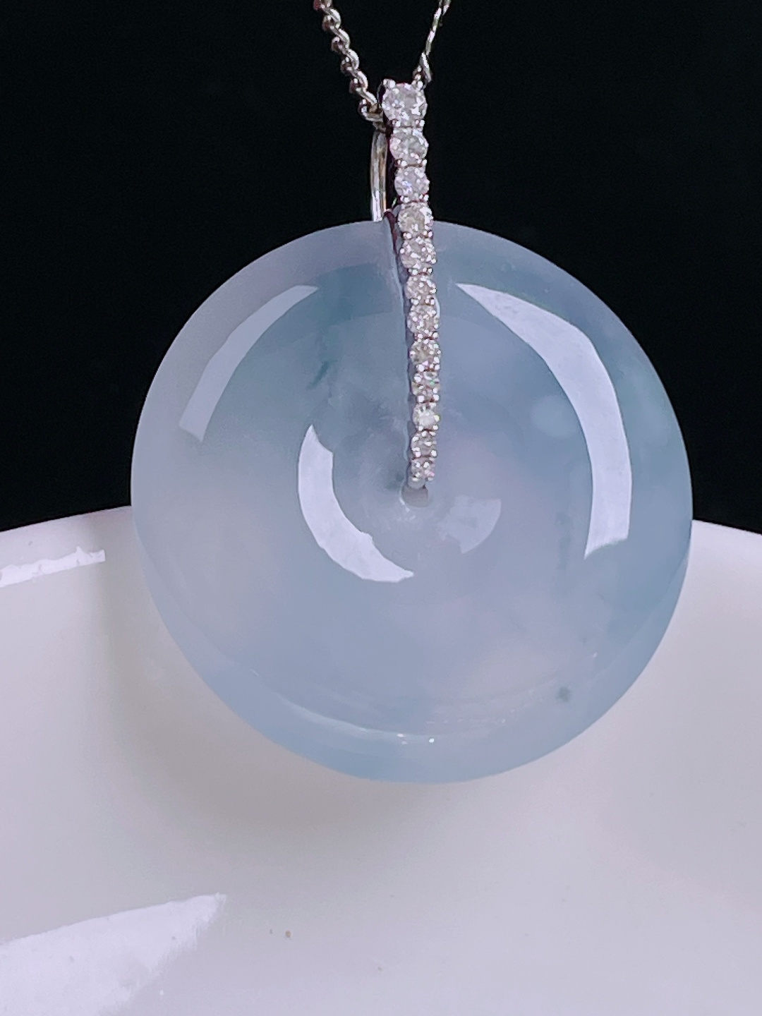 冰紫平安扣，18k镶嵌，老种起光，细底通透，尺寸：31.2裸石25.4/6mm0929