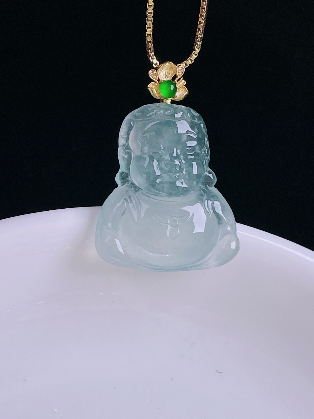 ️宝宝佛，18k镶嵌，老种起光，细底通透，尺寸：28裸石22.8/19.3/6mm0929