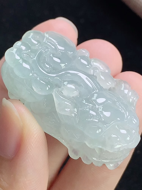 冰种貔貅，招财，无裂，尺寸40.6-23.3-12.4mm，j29yxa
