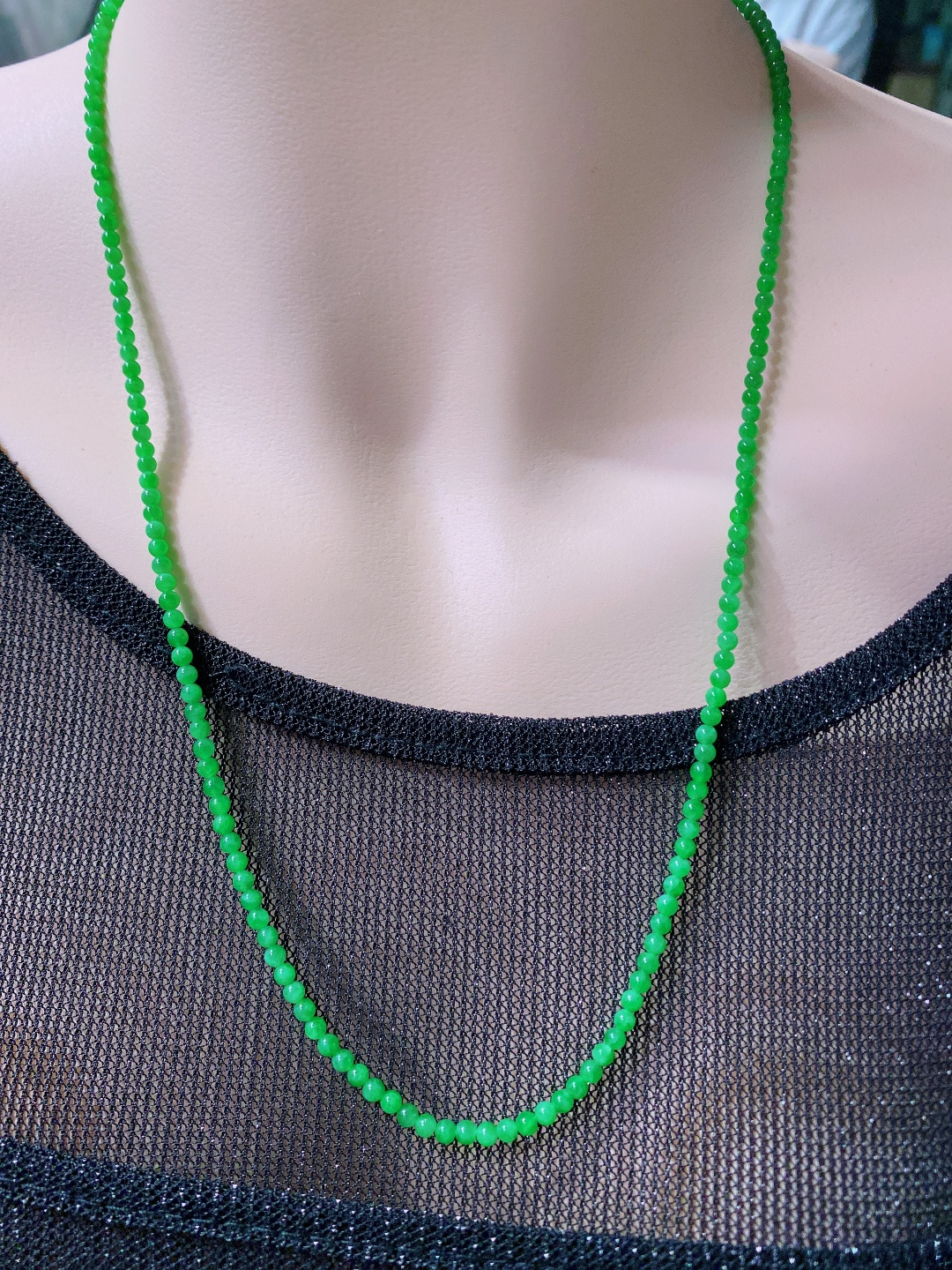️冰种绿珠子项链，晶莹剔透，新颖时尚，2.7-3