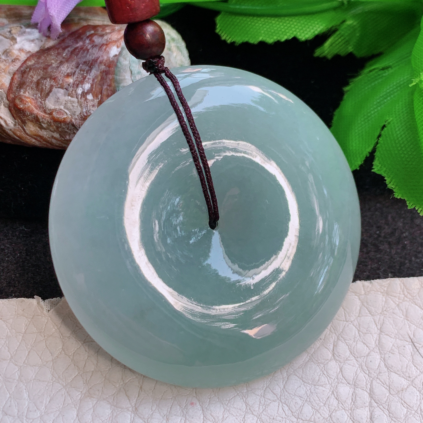 zen实拍50*9.5精雕缅甸翡翠饱满淡雅大平安扣玉吊坠 毛衣坠