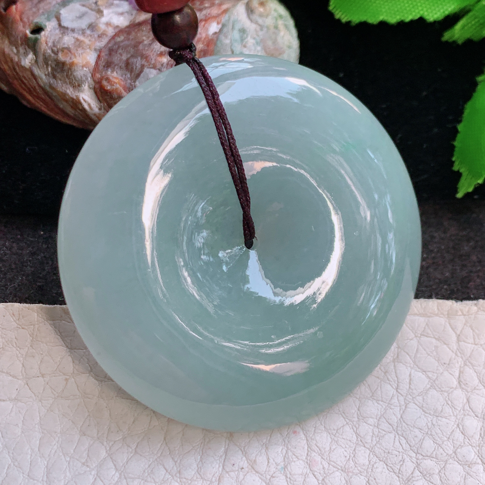 zen实拍50*9.5精雕缅甸翡翠饱满淡雅大平安扣玉吊坠 毛衣坠