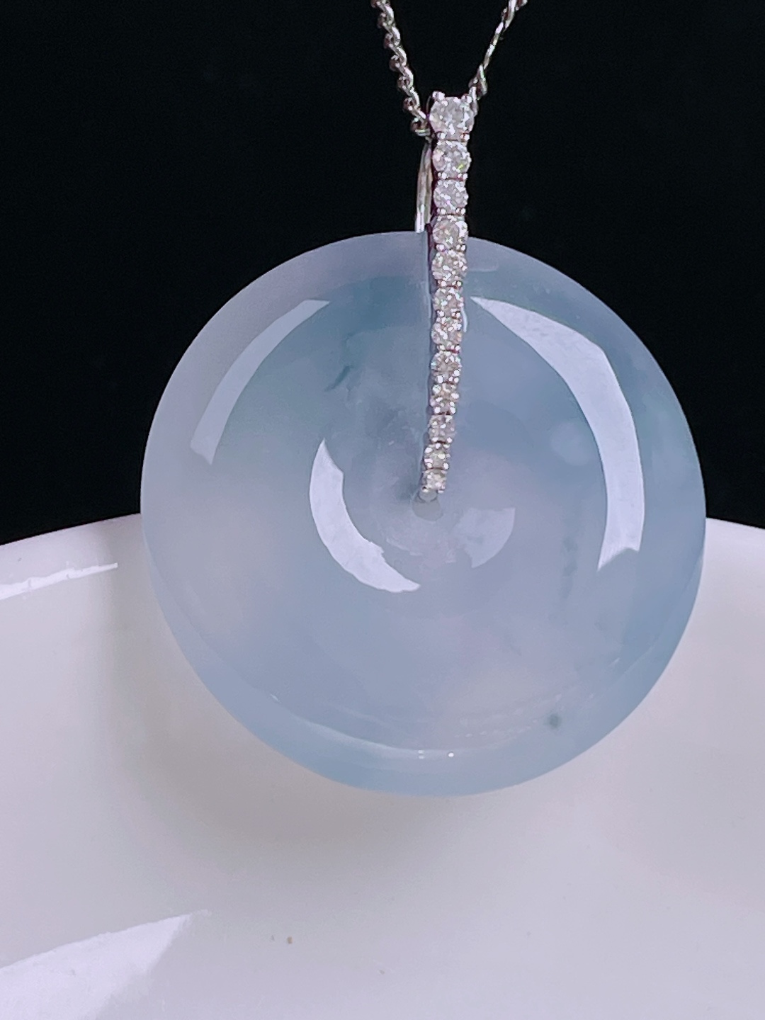 冰紫平安扣，18k镶嵌，老种起光，细底通透，尺寸：31.2裸石25.4/6mm0929