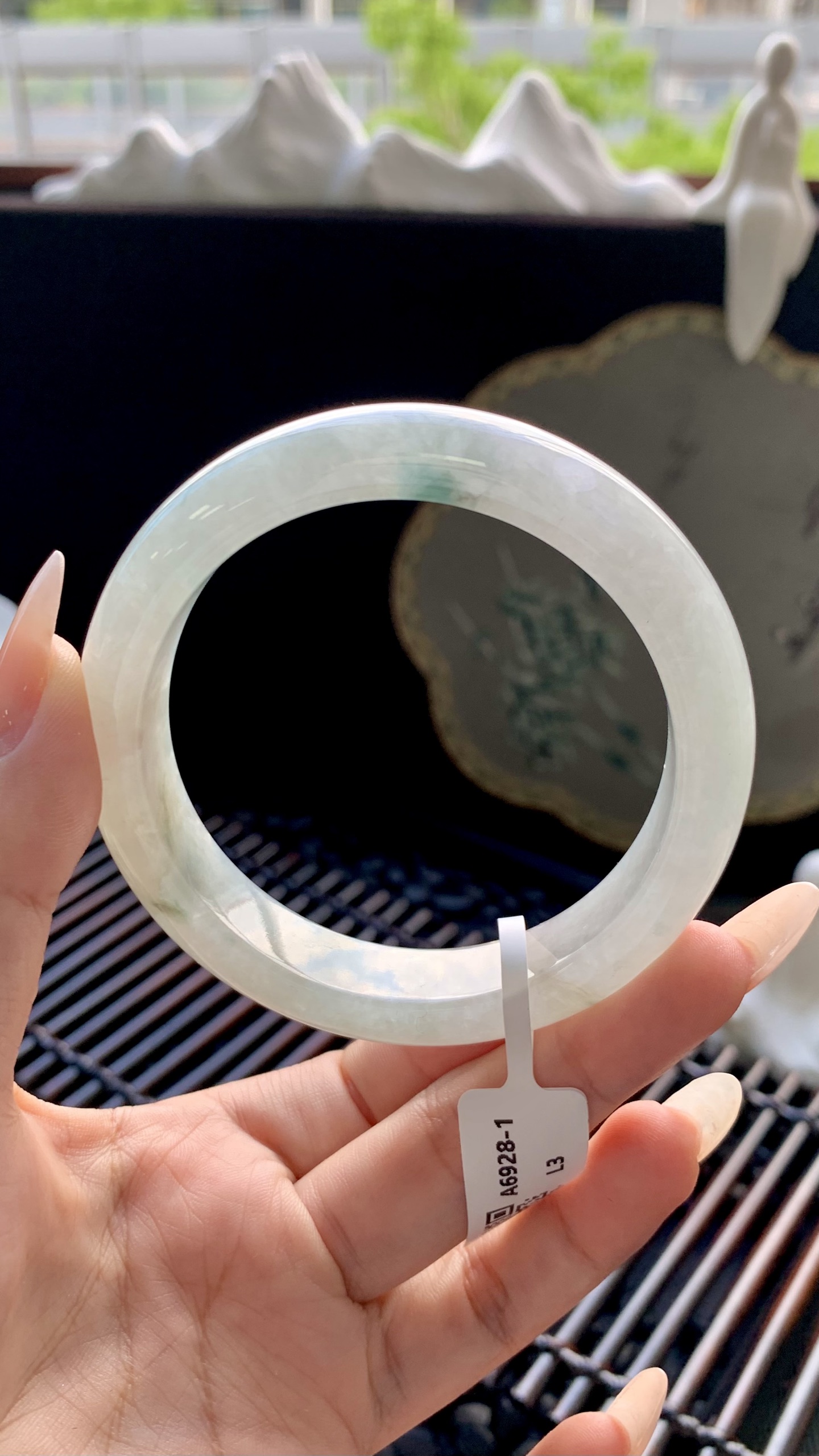 宽版飘花正圈手镯成品 A6928-1 尺寸：58-14-9