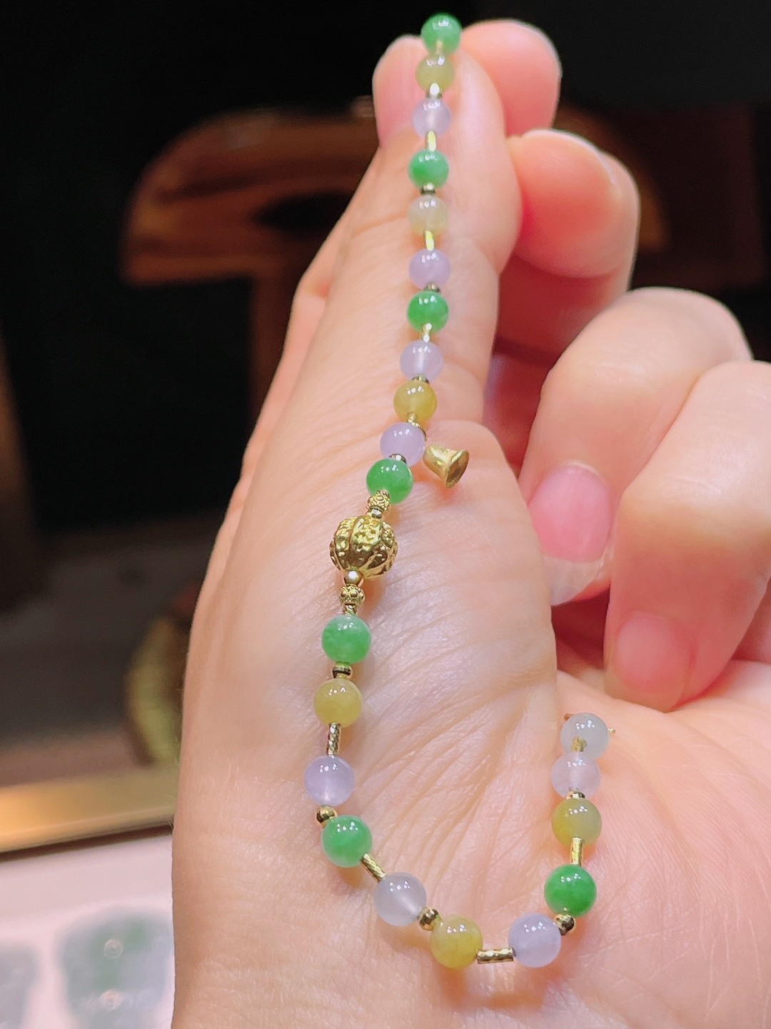 扳指手链，18k镶嵌，老种起光，细底通透，尺寸：4.5mm0929