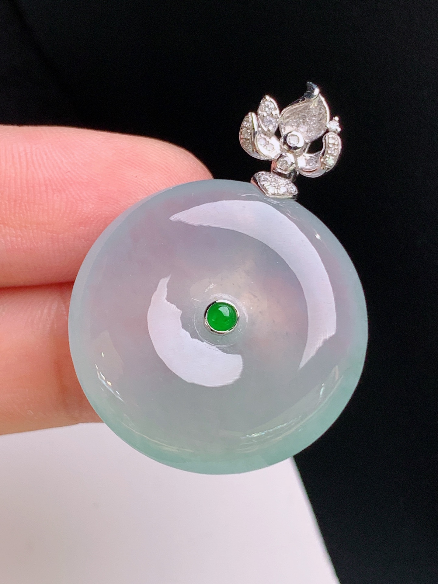 ️ 冰种平安扣吊坠，通透起荧，底子纯净，圆润饱满 裸石26.7-7.5 整体36.5