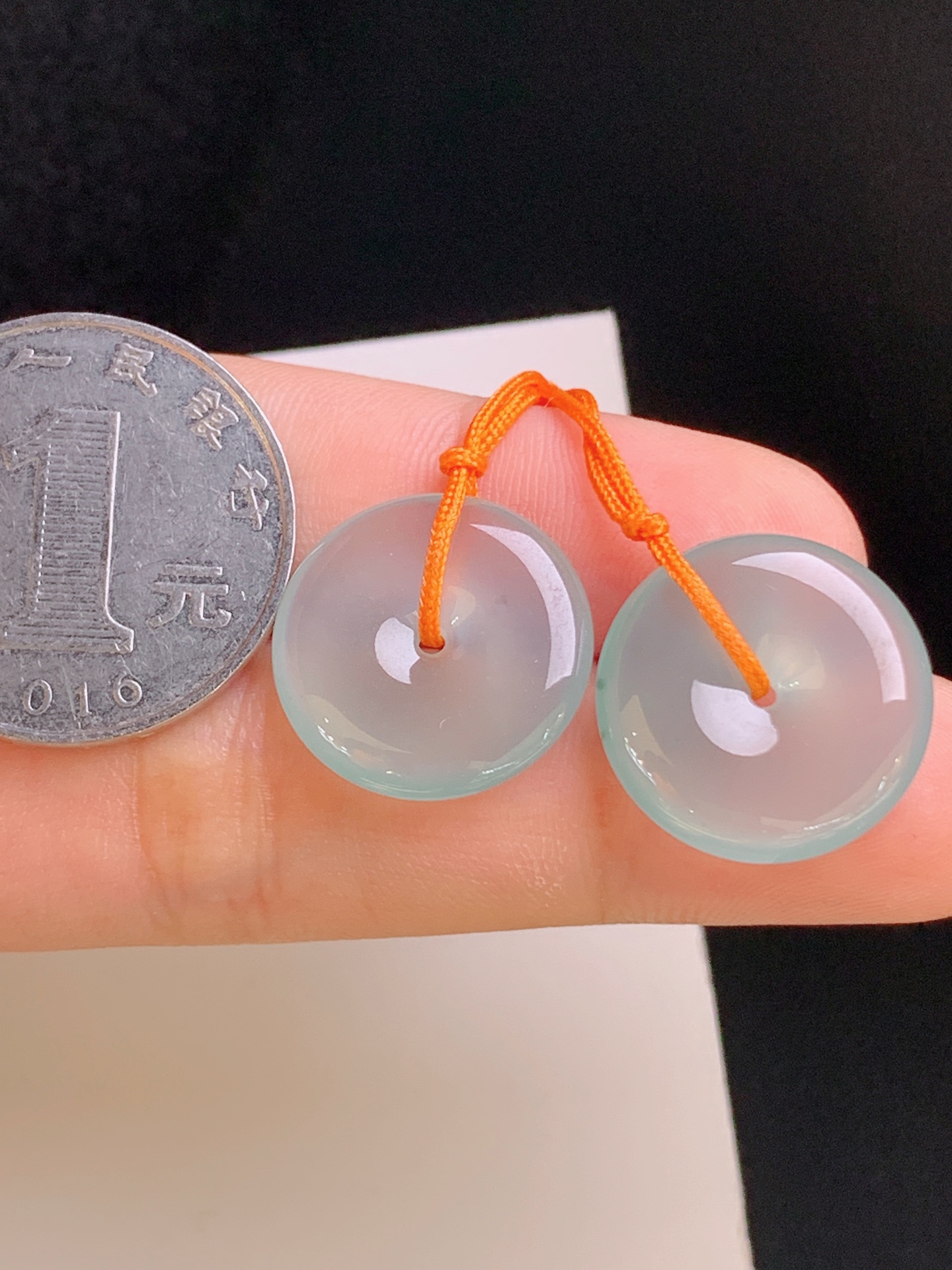 ️ 冰种平安扣一对，质地莹润，版型圆润 裸石18.1-4.3 49