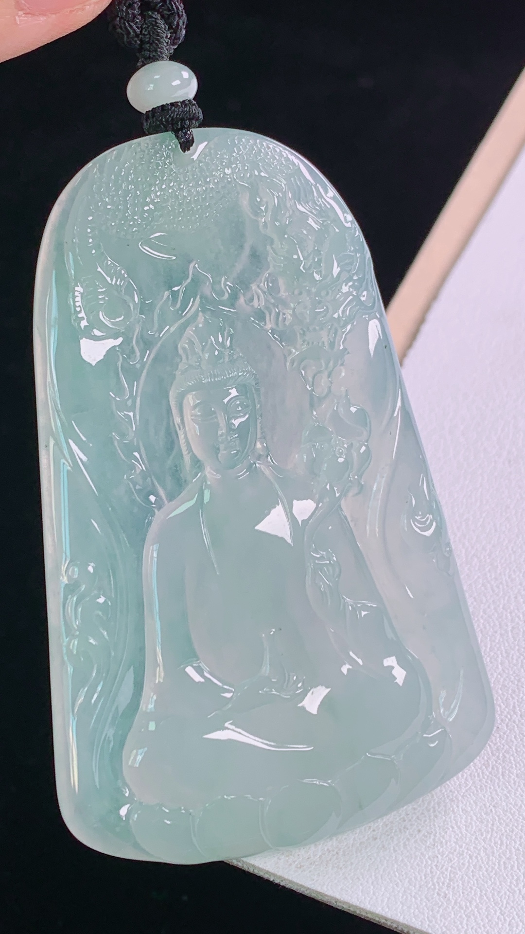 ️大势至观音 种水，清透细腻，无裂 尺寸:73.7-46.4-5.8mm 27