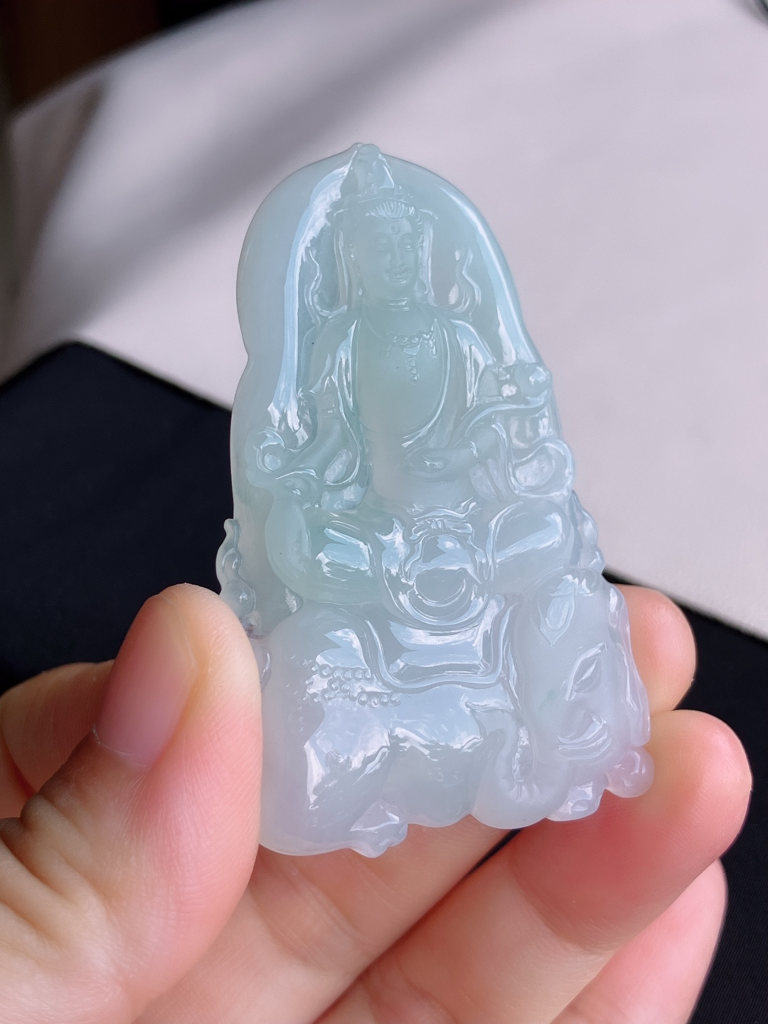 ️，底色普贤观音，晶莹剔透，尺寸64/38.8/6/自然光实拍