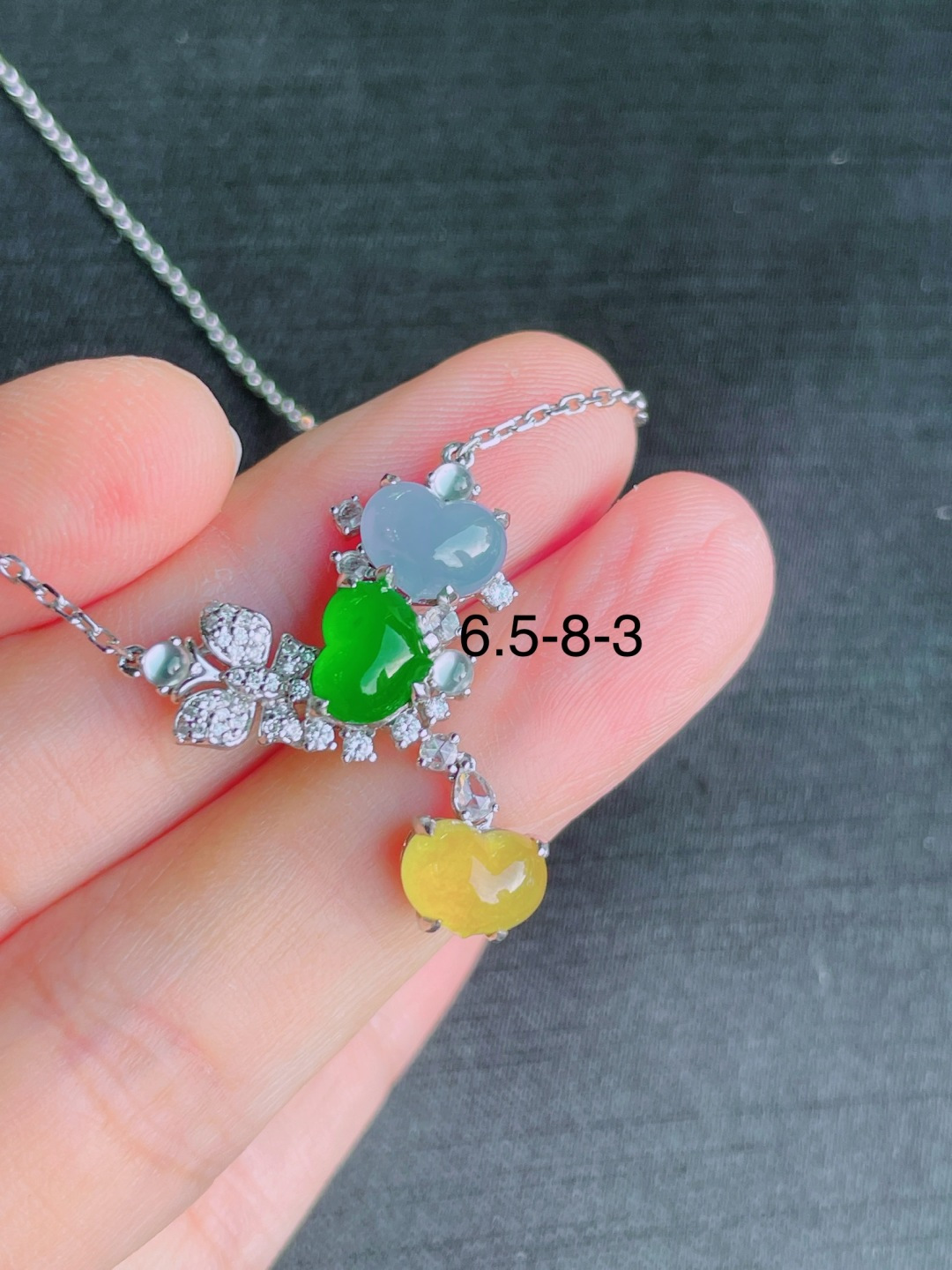 ️高冰多宝爱心锁骨链，晶莹剔透，新颖时尚，6.5-8-3