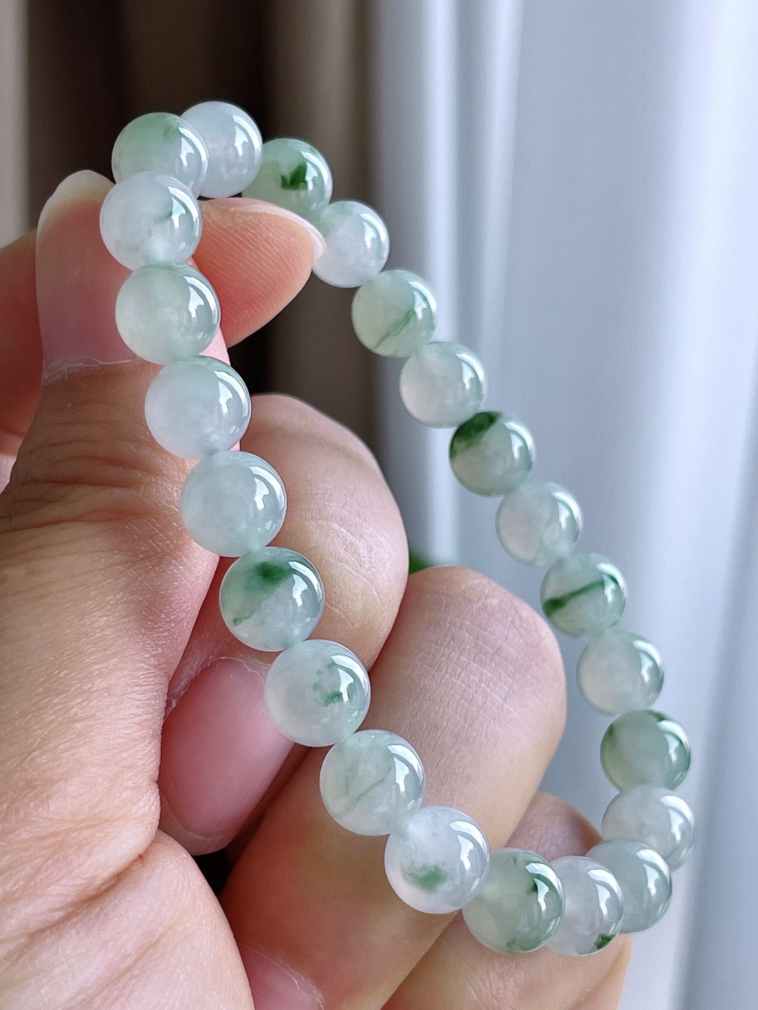 【珠子】飘花手链圆珠珠子手链 【说明】缅甸 性比高 【尺寸】8.1mm 【重量】21.1克