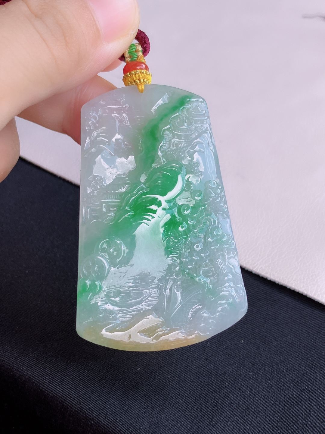 ️，三彩山水牌，意境美，尺寸61/39.8/5.6/自然光实拍