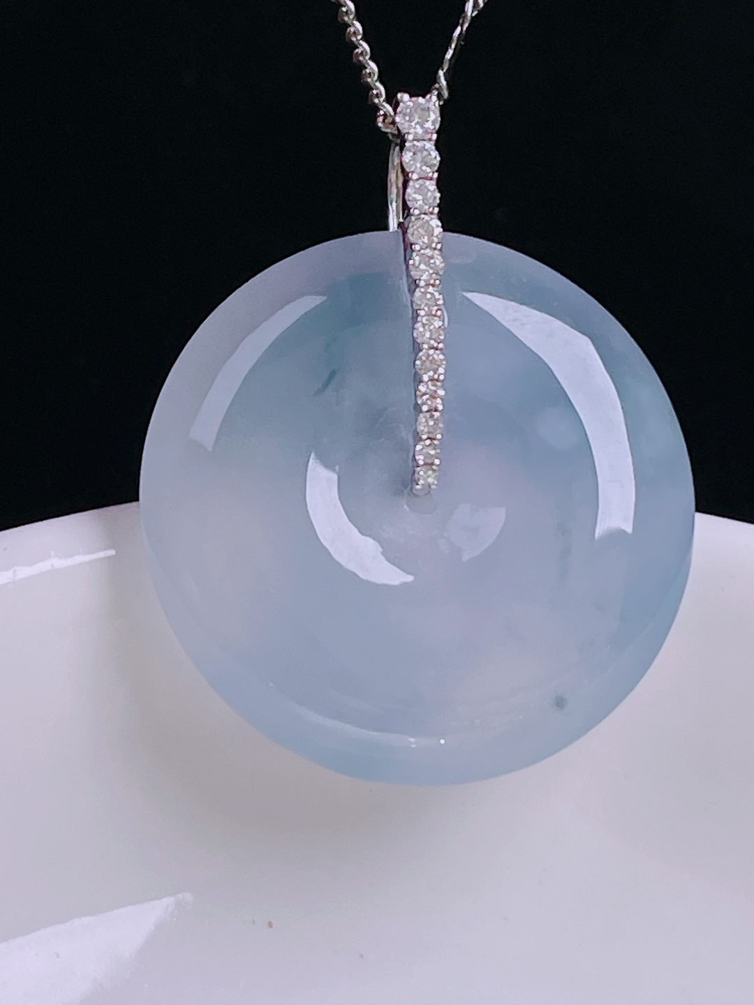 冰紫平安扣，18k镶嵌，老种起光，细底通透，尺寸：31.2裸石25.4/6mm0929
