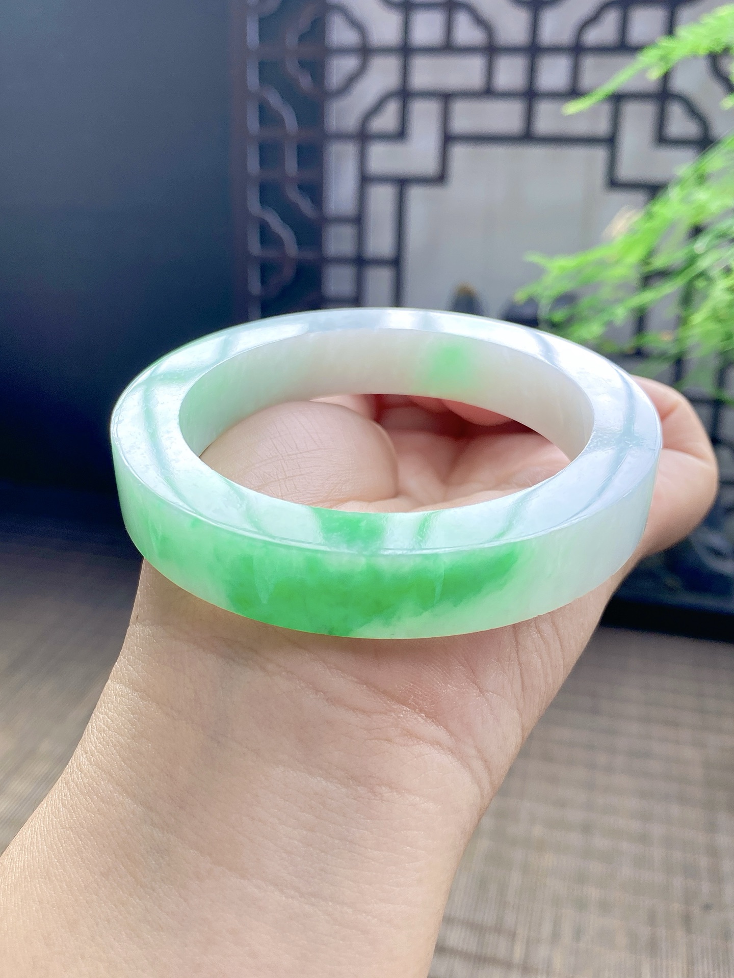 白底青手镯胚 尺寸58-76-12 编号JF1120-1