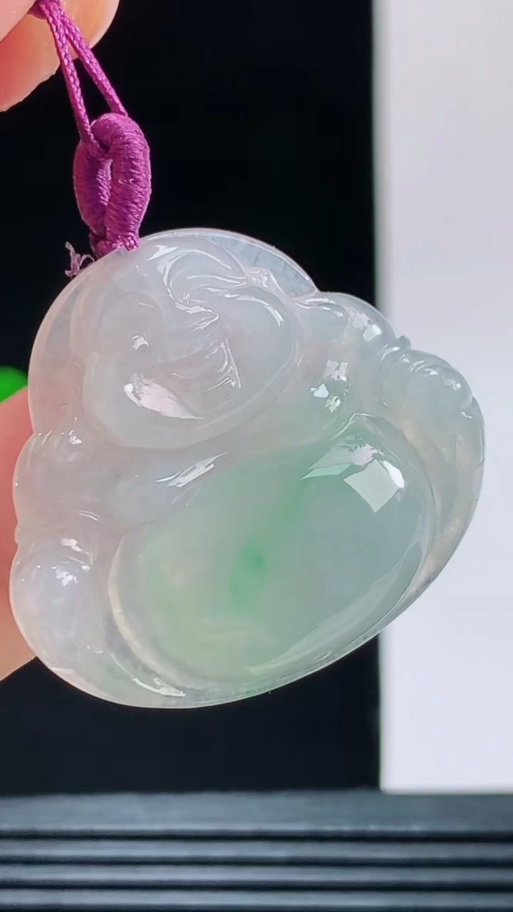天然A货翡翠佛公吊坠，尺寸27.5-31-5.8重量:7.87g 1010
10月10日