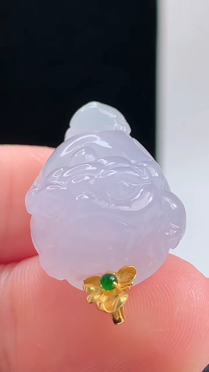 天然A货翡翠18K金紫罗兰金蟾吊坠，尺寸24.1-18.2-11.9重量:9.30g 1010
10月11日